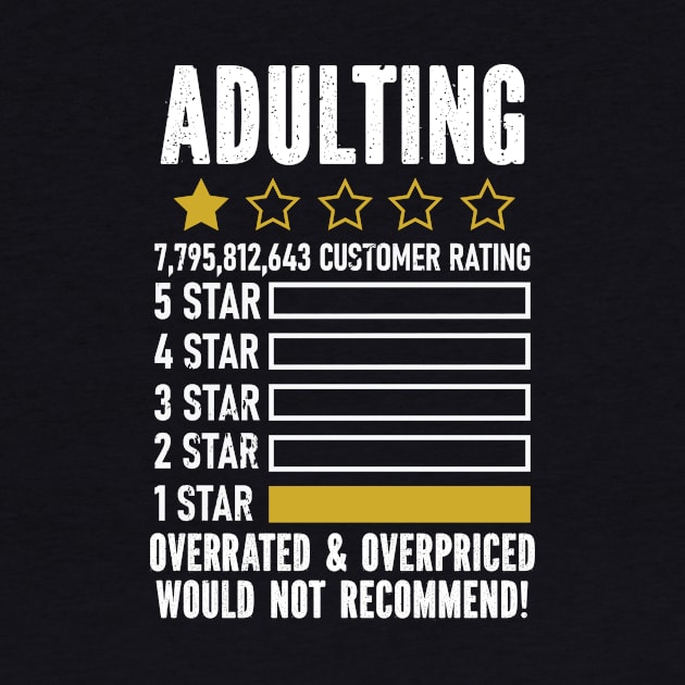 Adulting Overrated and Overpriced Would Not Recommend by SpacemanTees